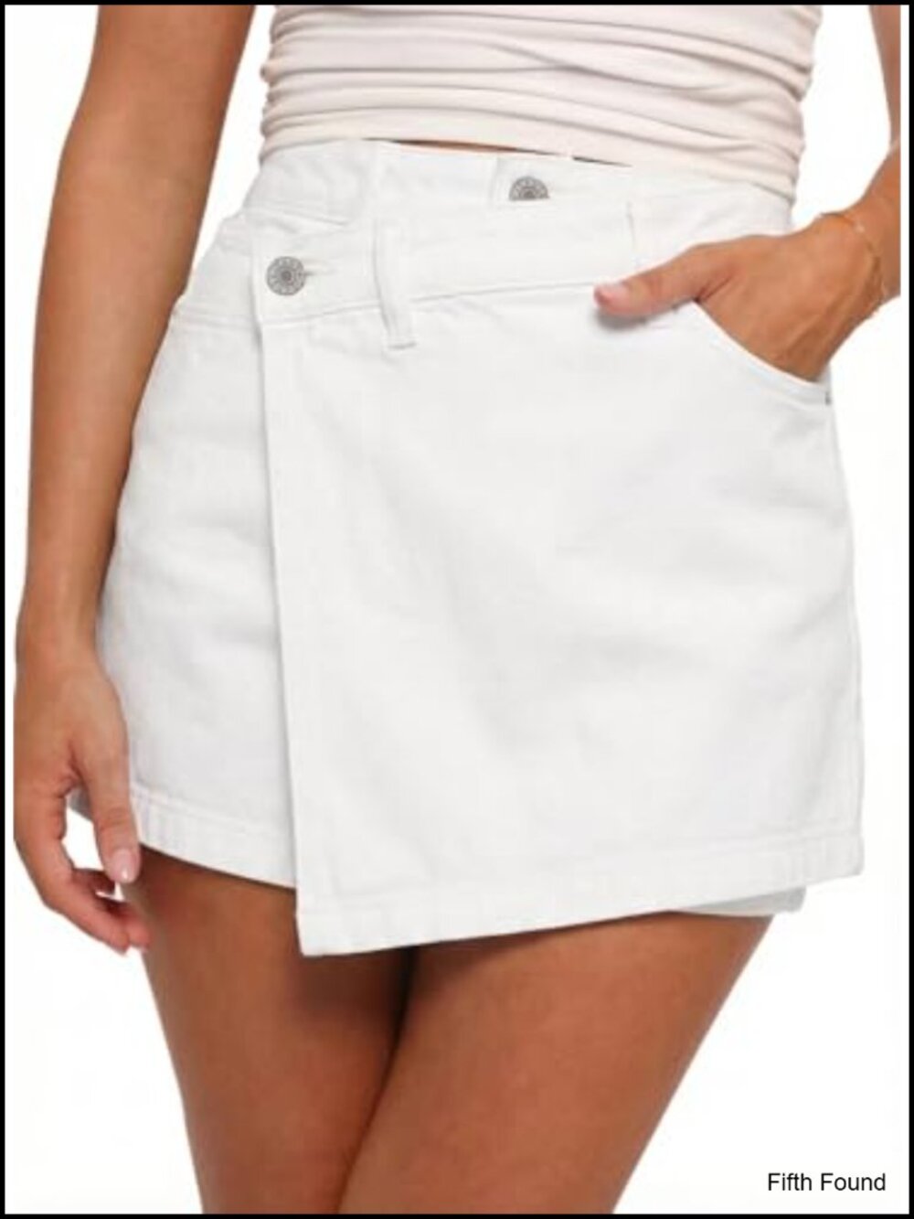 High Waisted Wrap Denim Skort Asymmetrical Mini Jean Skort with Pockets